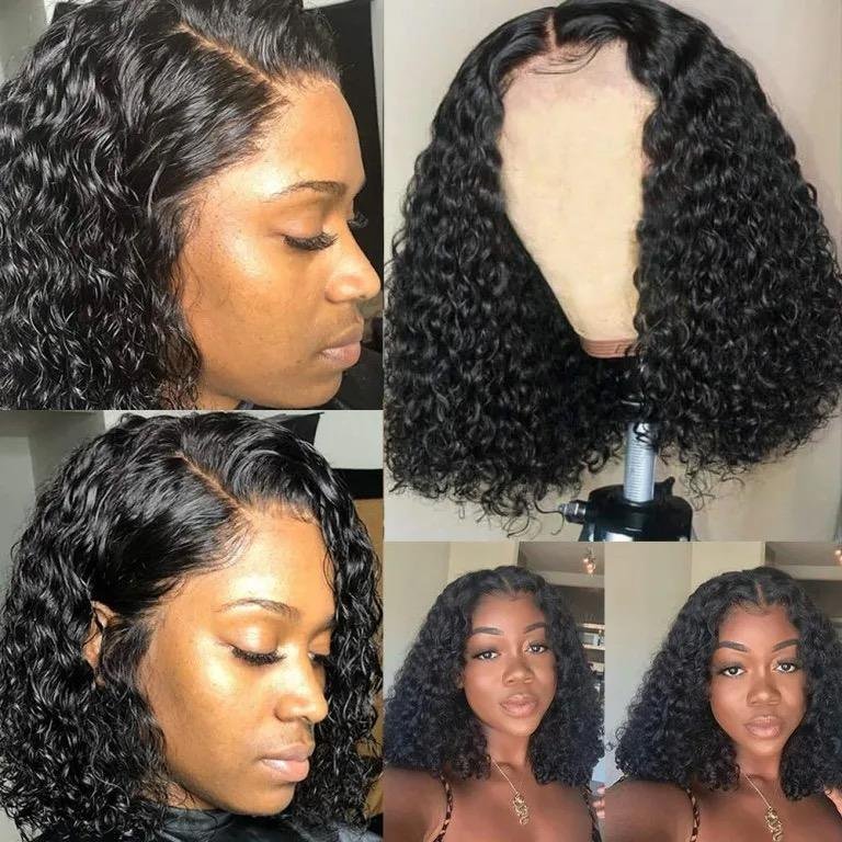 Wholesale indian 100% Virgin Raw Human Hair Full curly Short Lace Bob Wigs Vendor, Glueless Lace Front Wigs For Black Women