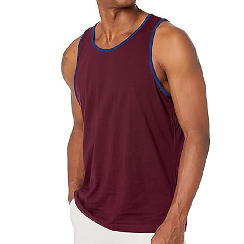 Mens gym wear tank cotton 5 spandex slim fit ribbed workout tank tops for men