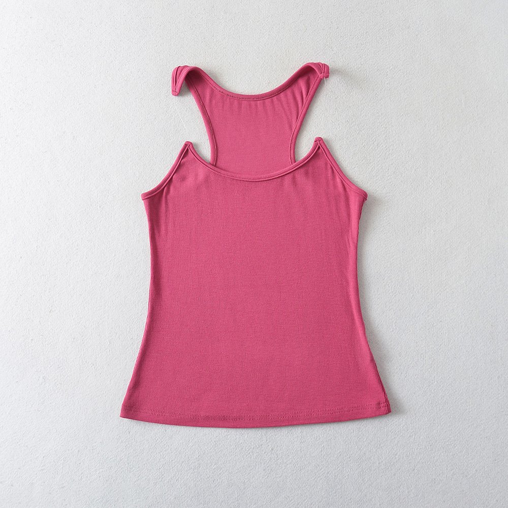 Rib Stretchy Knit Fabric Top invisibility Strap Sexy Design Slim fitting Basic Women's Tank Top