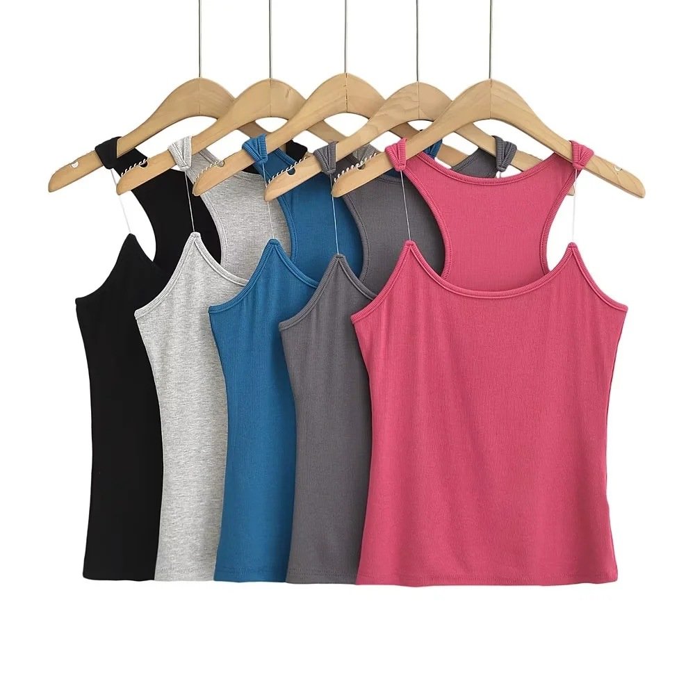 Rib Stretchy Knit Fabric Top invisibility Strap Sexy Design Slim fitting Basic Women's Tank Top