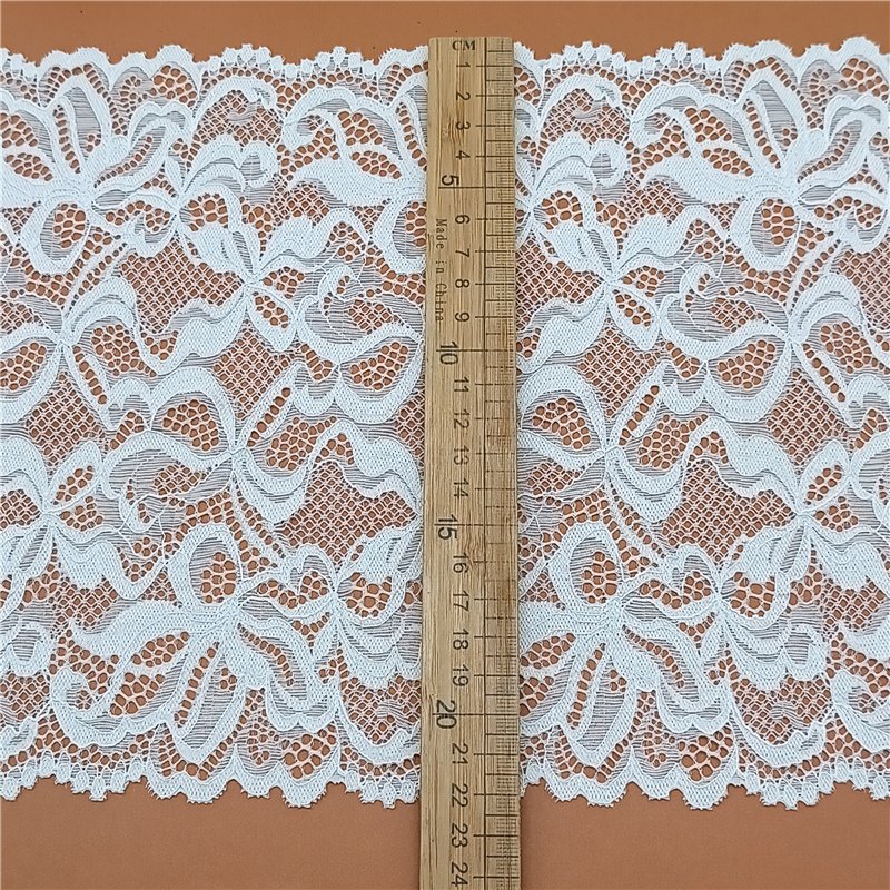 Wholesale Custom Width Nylon Spandex Stretch Lace Trim French Lace Elastic Tulle Mesh Fabric Clothing Lingerie Wedding Dresses