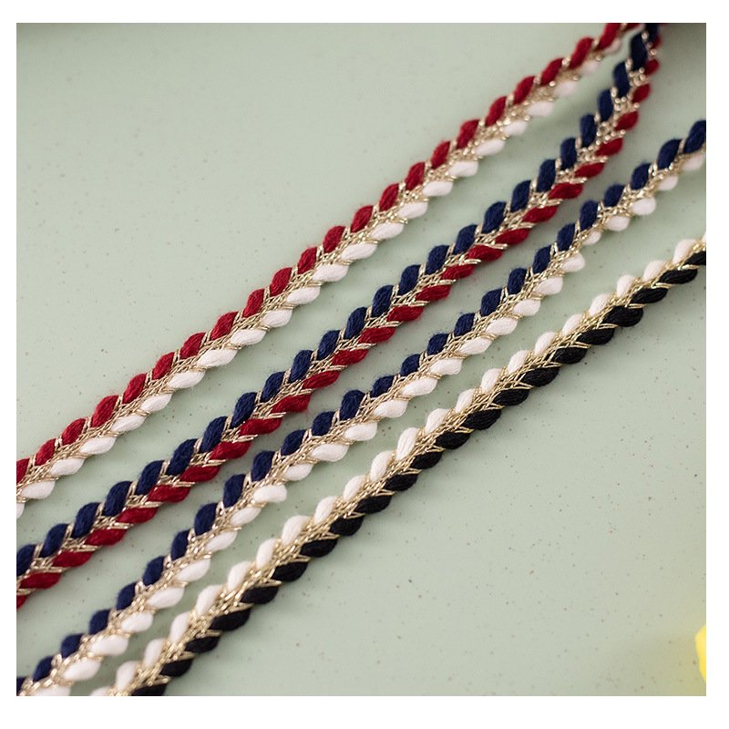 1cm wide small fragrant wind braided soft skin-friendly two-color rope braid Golden Ribbon lace trim