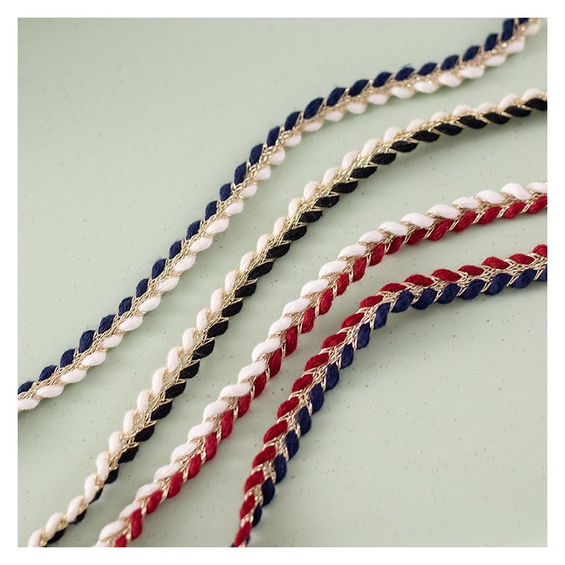 1cm wide small fragrant wind braided soft skin-friendly two-color rope braid Golden Ribbon lace trim