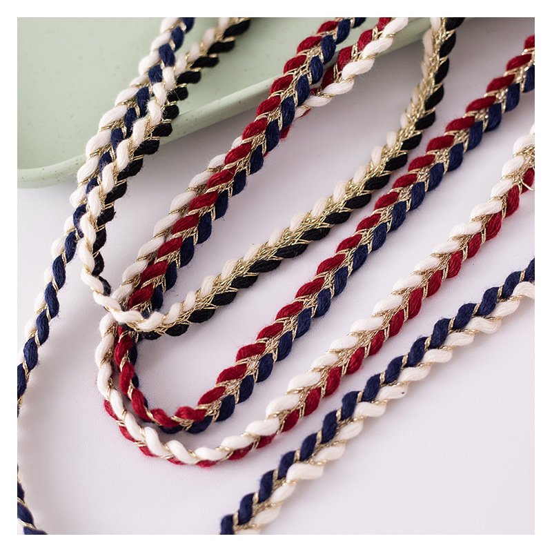 1cm wide small fragrant wind braided soft skin-friendly two-color rope braid Golden Ribbon lace trim