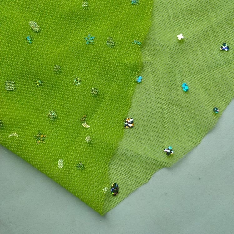 Embroidery Lace Sequin Mesh Bottom Cloth Children Princess Skirt Fabric Wedding Dress Sequin Bottom Fabric