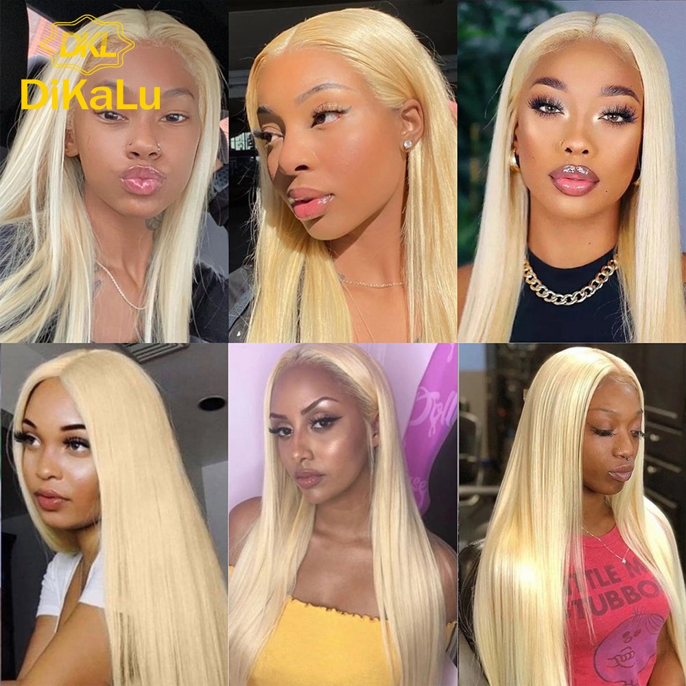 DKL Transparent Frontal 613 Blonde Human Hair Lace Front Wig 150% density 13x4 613 Wigs Lace Front
