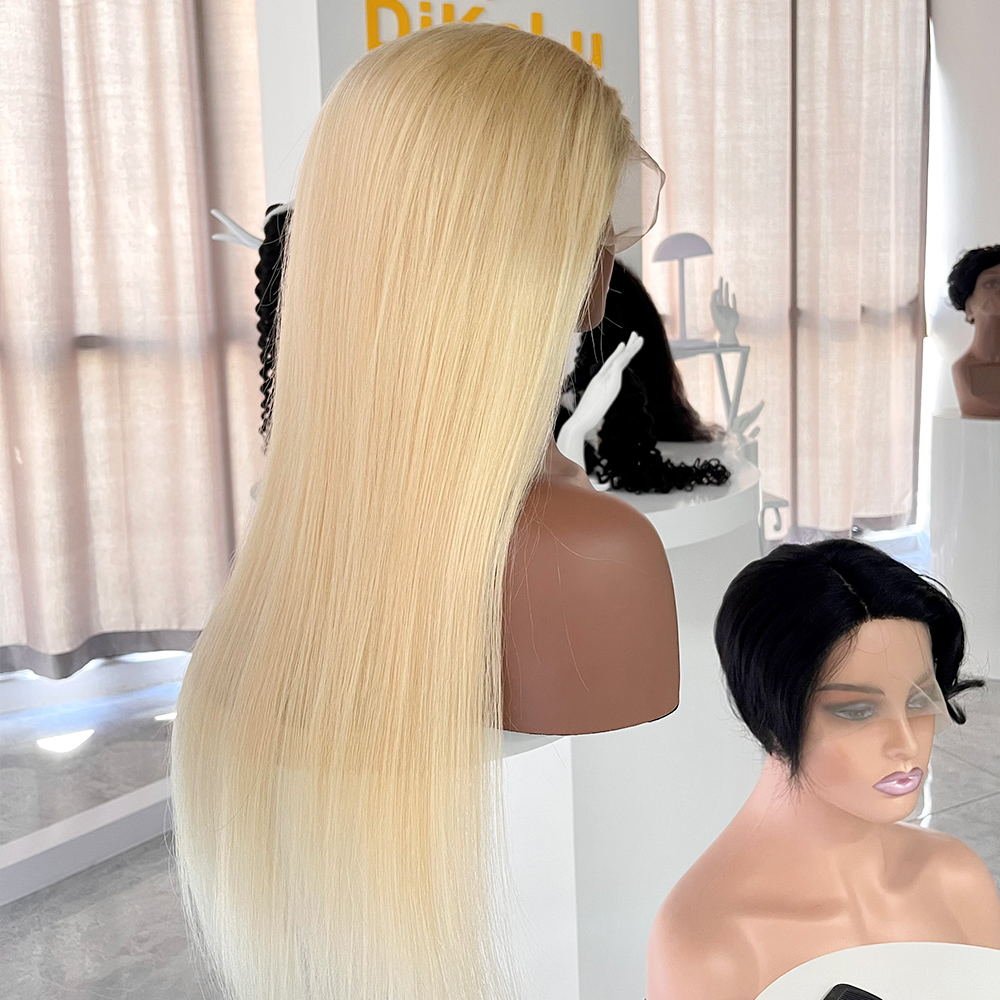 DKL Transparent Frontal 613 Blonde Human Hair Lace Front Wig 150% density 13x4 613 Wigs Lace Front