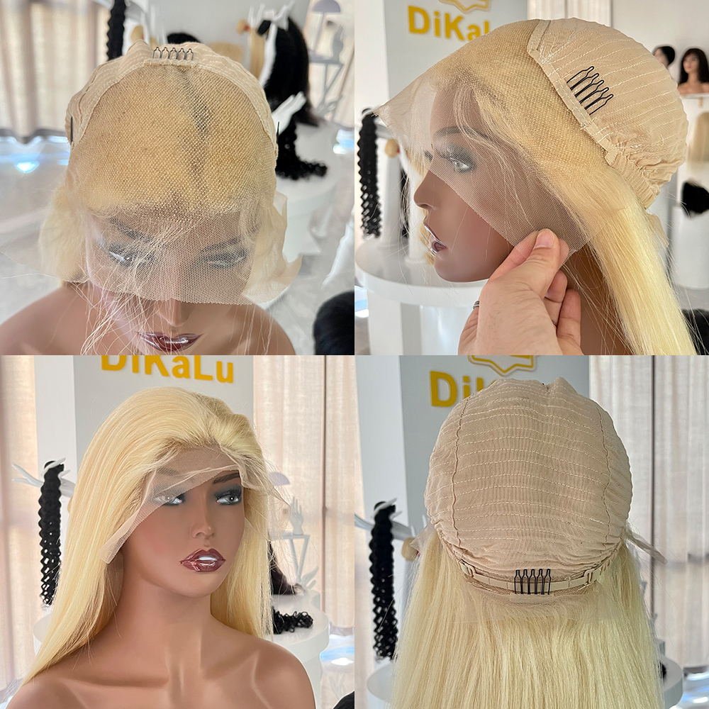 DKL Transparent Frontal 613 Blonde Human Hair Lace Front Wig 150% density 13x4 613 Wigs Lace Front
