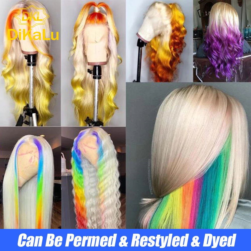 DKL Transparent Frontal 613 Blonde Human Hair Lace Front Wig 150% density 13x4 613 Wigs Lace Front