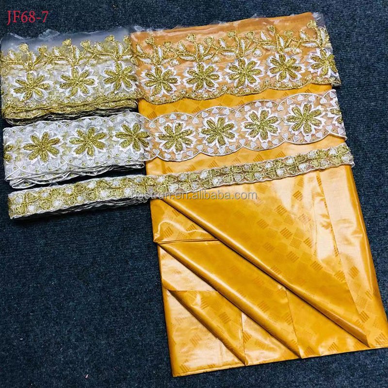 JF68 15 y lace +5 y Perfume Bazin Brode riche embroidery African fabrics Tulle cord Lace popular Dubai style