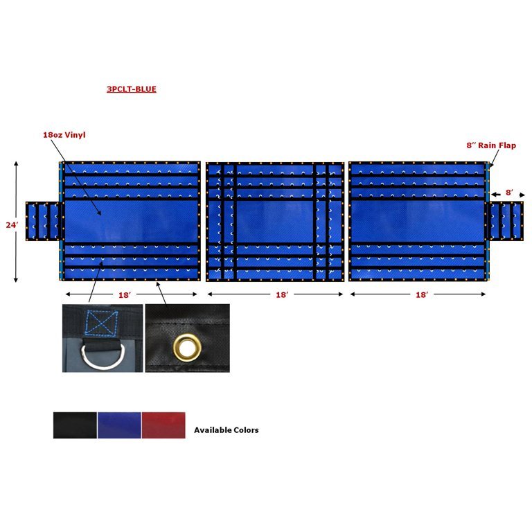 24ft x 27ft Lightweight 8ft Drop Parachute lumber trailer tarps ripstop for flatbed truck 600 gsm waterproof tarp