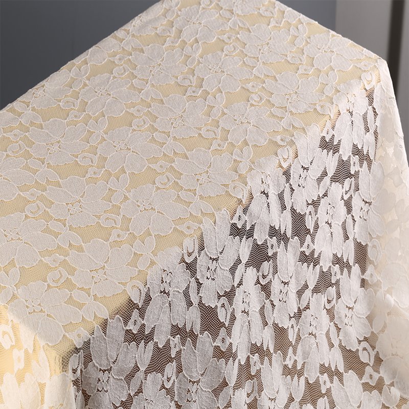 Wholesale white nylon cotton strand elegant floral lace fabric for fashion clothing