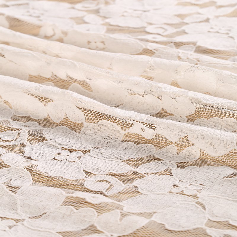 Wholesale white nylon cotton strand elegant floral lace fabric for fashion clothing