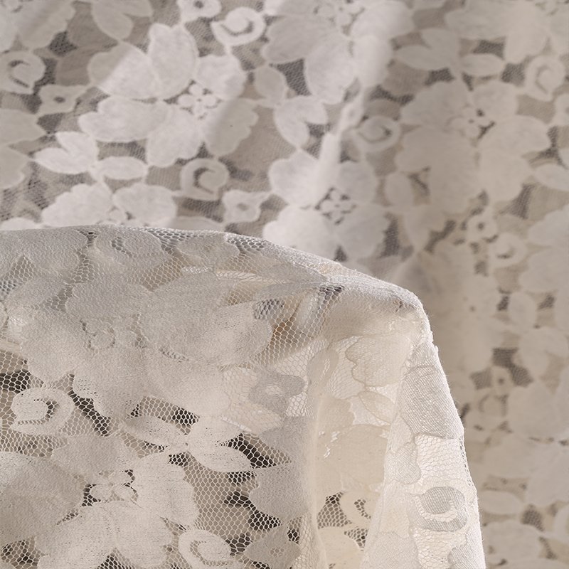 Wholesale white nylon cotton strand elegant floral lace fabric for fashion clothing