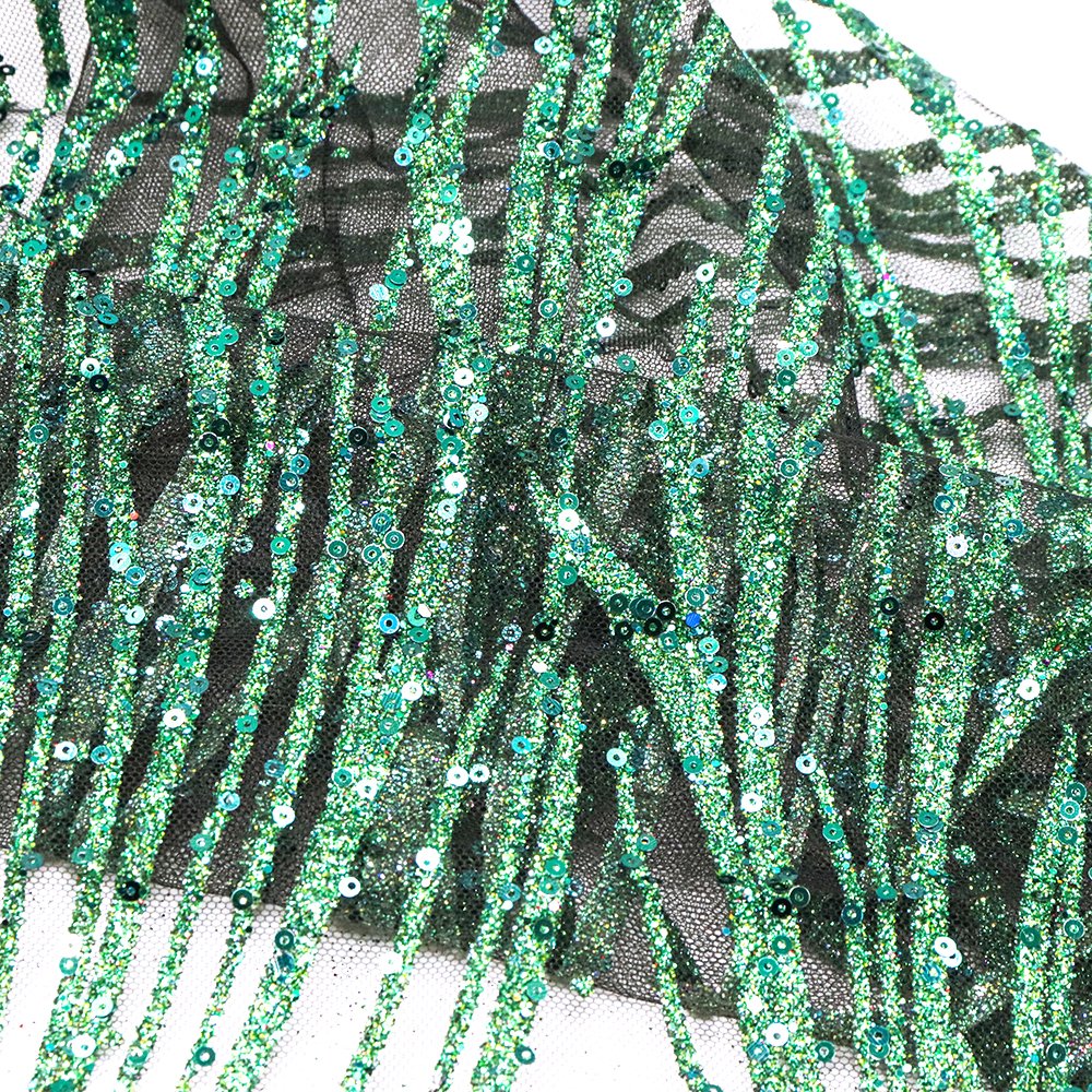 New Design Sequins Embroidery Fabric 100% Polyester Sequin Mesh Fabric For Dress