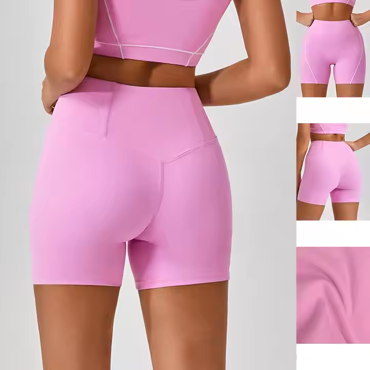 Activewear Manufacturers 2024 3 Piece Gym Fitness Set Soft Nude Knit Backless Sports Bra Shorts Leggings Women's Tracksuit Set