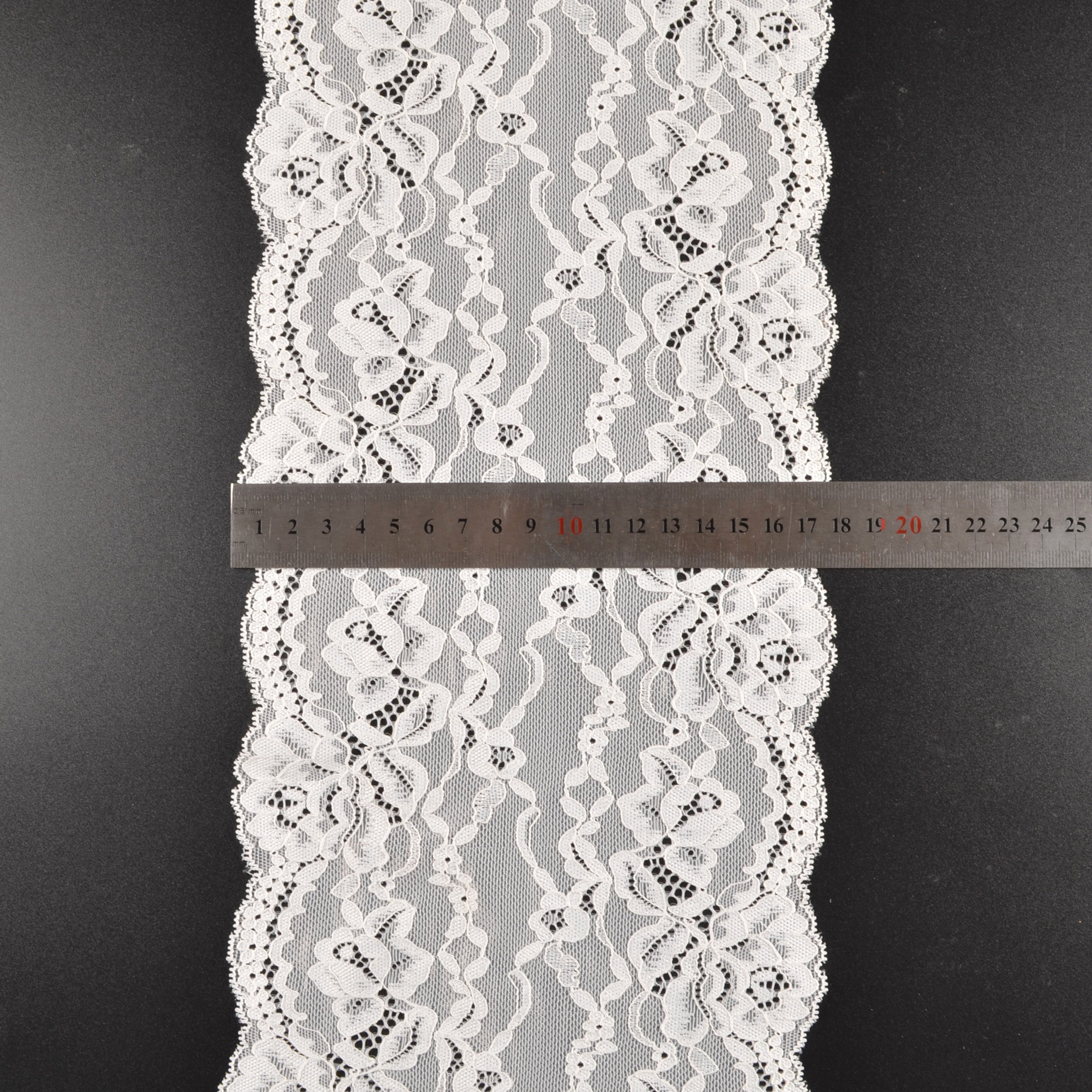 8624#Elastic lace trim China Manufacturer 18CM Garment Accessory Elastic Stretch Lace Trim Nylon Spandex Elastic Lace By Yard