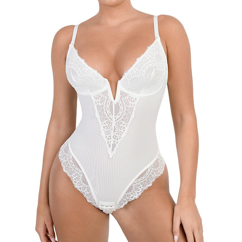 Plus Size Breathable Lace Body Shaper Women's Sexy Shapewear Bodysuit Tummy Control Slimming Bodysuit