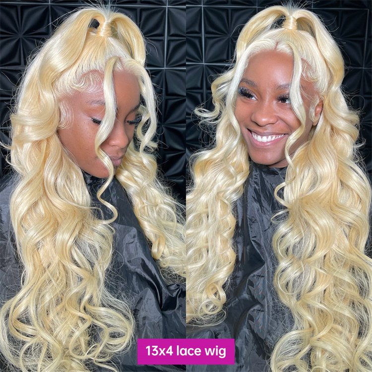 Blonde body wave transparent lace front wig 40 inch 613 full lace human hair preplucked wholesale frontal wig with baby hair