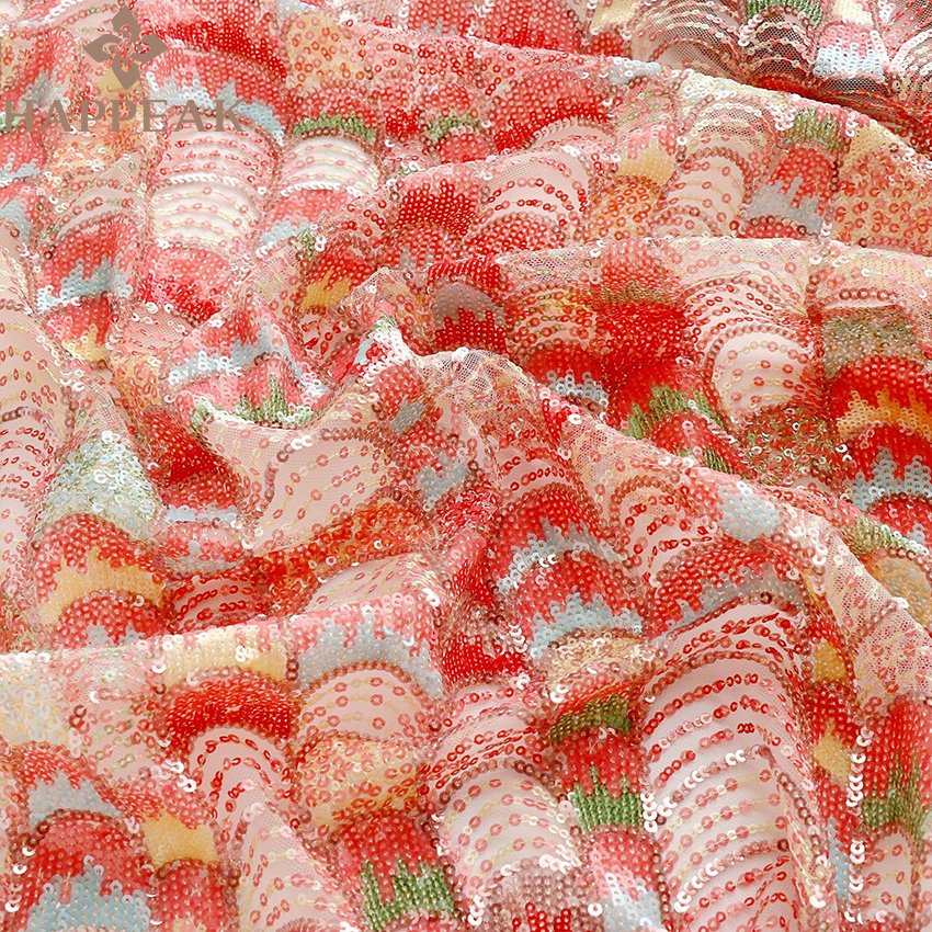 HAPPEAK luxury sequin lace embroidery fabric bobbinet french lace tulle fabric for dress
