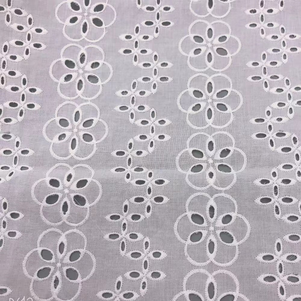 100% Cotton Voile embroidery fabric for south African lady dress anglaise lace fabric
