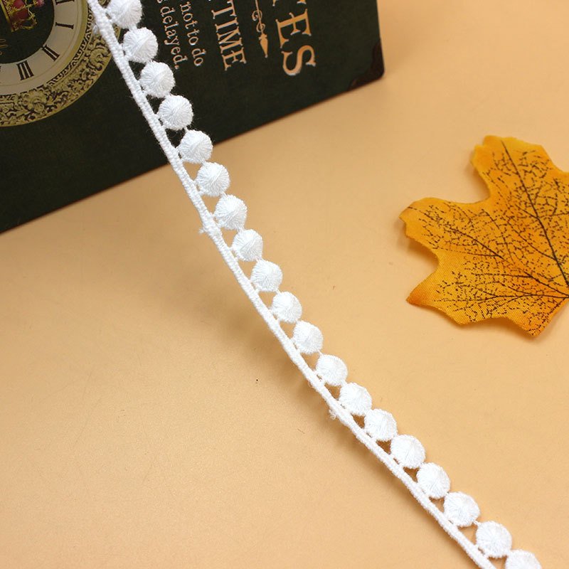 New Design Vintage 1CM Cotton Pompom Embroidery Lace Trimming for Table Cloth decoration