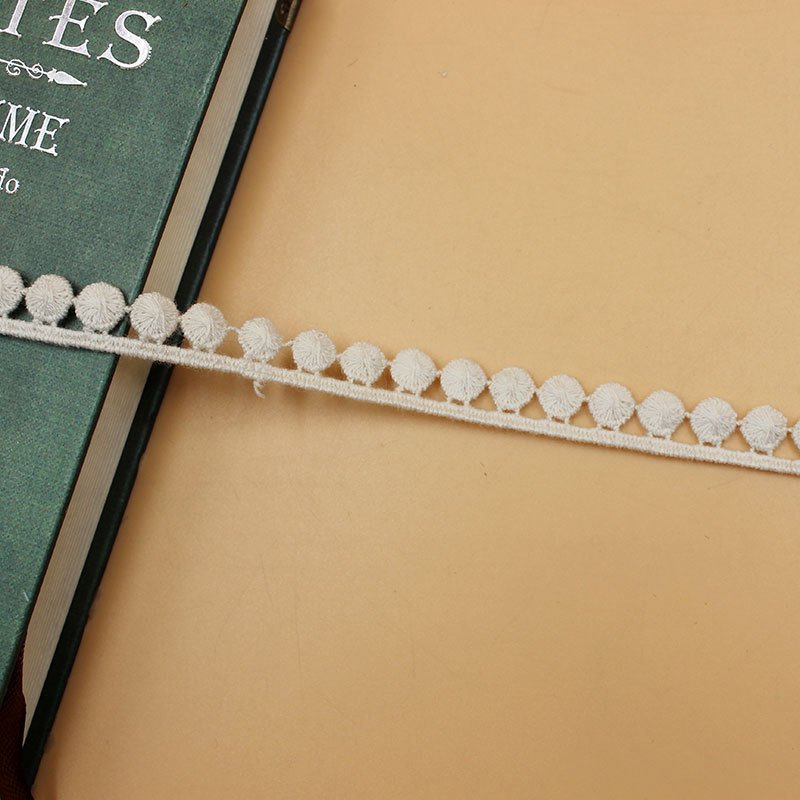 New Design Vintage 1CM Cotton Pompom Embroidery Lace Trimming for Table Cloth decoration