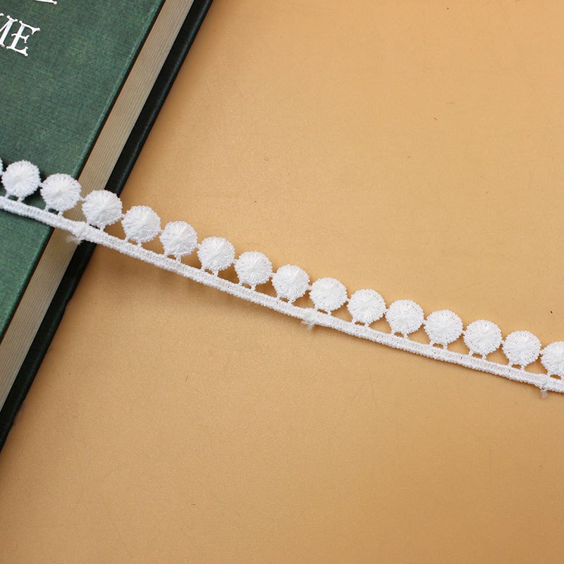 New Design Vintage 1CM Cotton Pompom Embroidery Lace Trimming for Table Cloth decoration