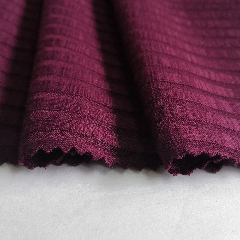 polyester viscose knit fabric 9x7 rib for garment sweater dress