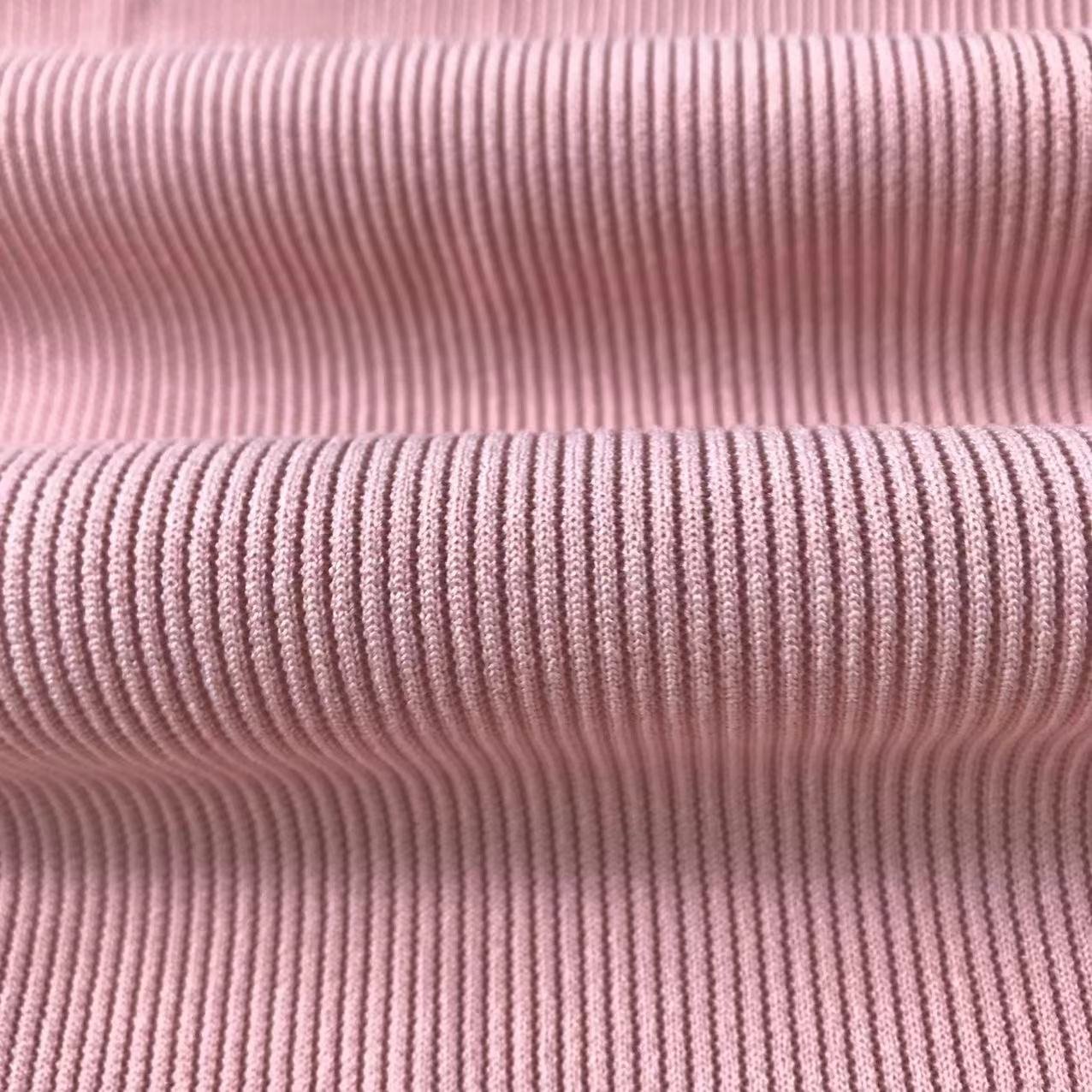 Popular Knitted Ribbed Fabric Cotton Spandex Ribbing 4 Way Stretch Spandex Fabric For Garment Long Sleeve T-Shirt Underwear