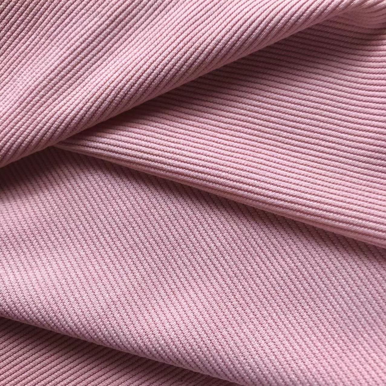 Popular Knitted Ribbed Fabric Cotton Spandex Ribbing 4 Way Stretch Spandex Fabric For Garment Long Sleeve T-Shirt Underwear