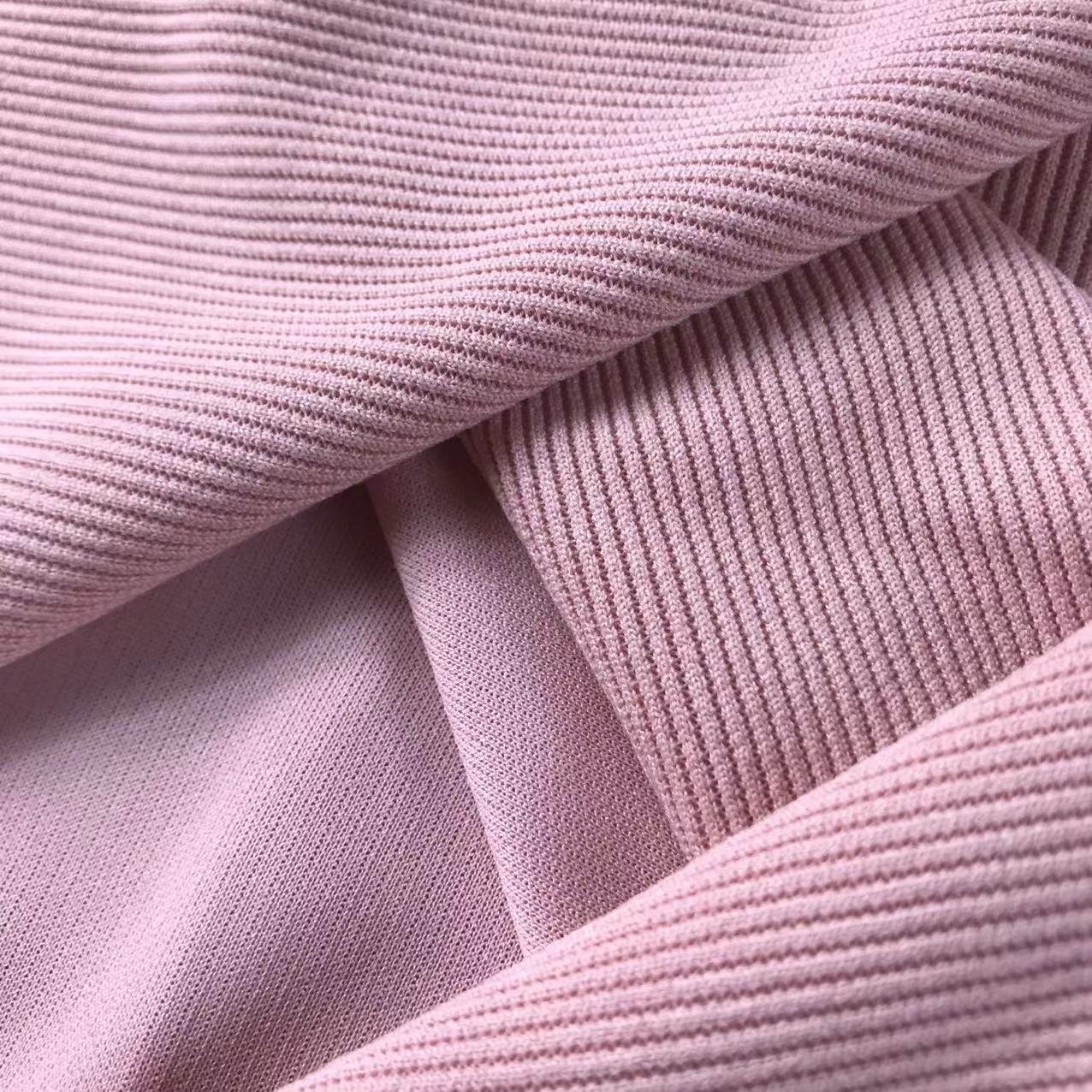 Popular Knitted Ribbed Fabric Cotton Spandex Ribbing 4 Way Stretch Spandex Fabric For Garment Long Sleeve T-Shirt Underwear