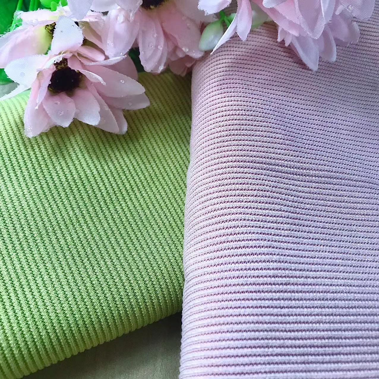 Popular Knitted Ribbed Fabric Cotton Spandex Ribbing 4 Way Stretch Spandex Fabric For Garment Long Sleeve T-Shirt Underwear