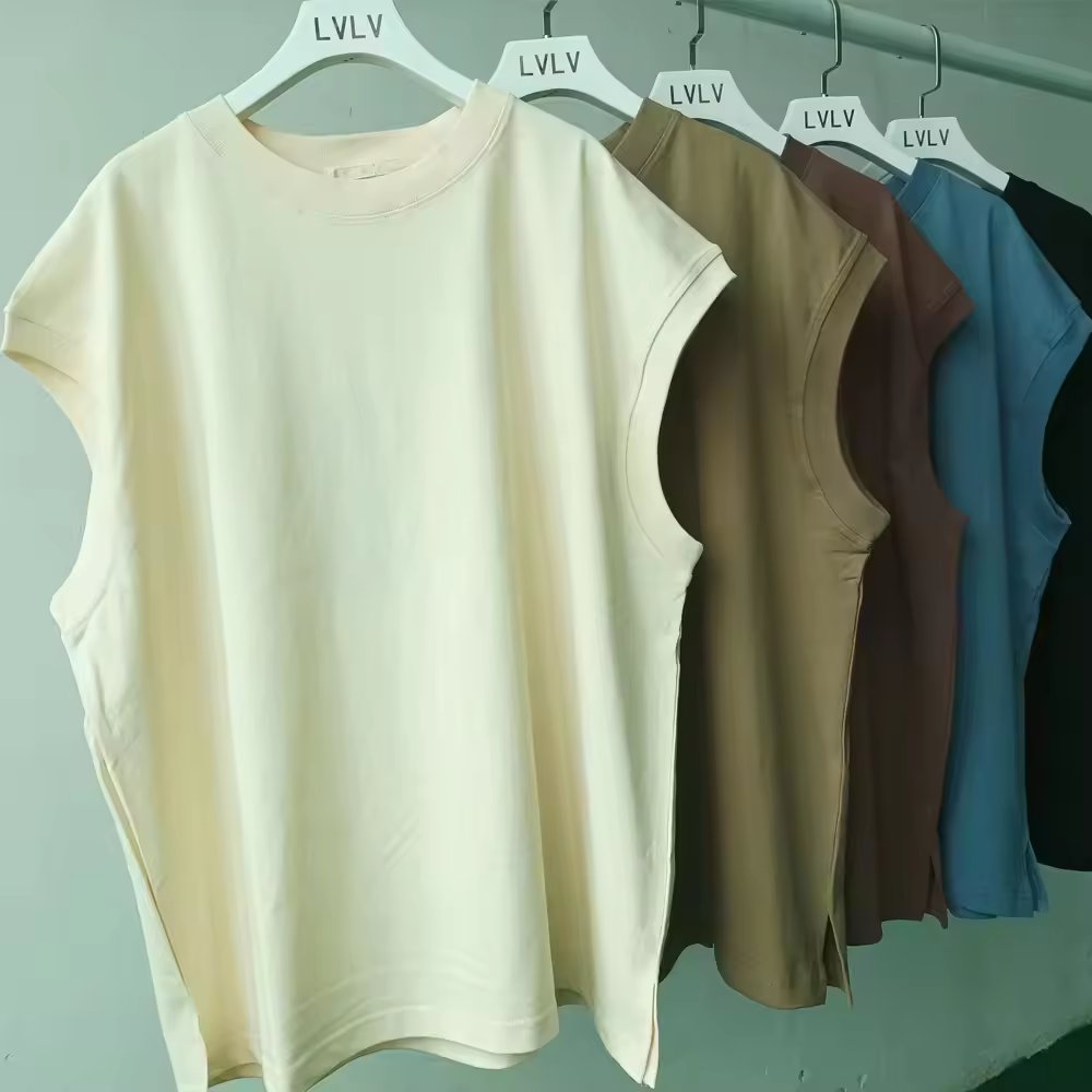 Fashion Boxy Fit Streetwear Crop Tank Top 100% Cotton Ribbed Neck Plus Size Men's Tank Tops