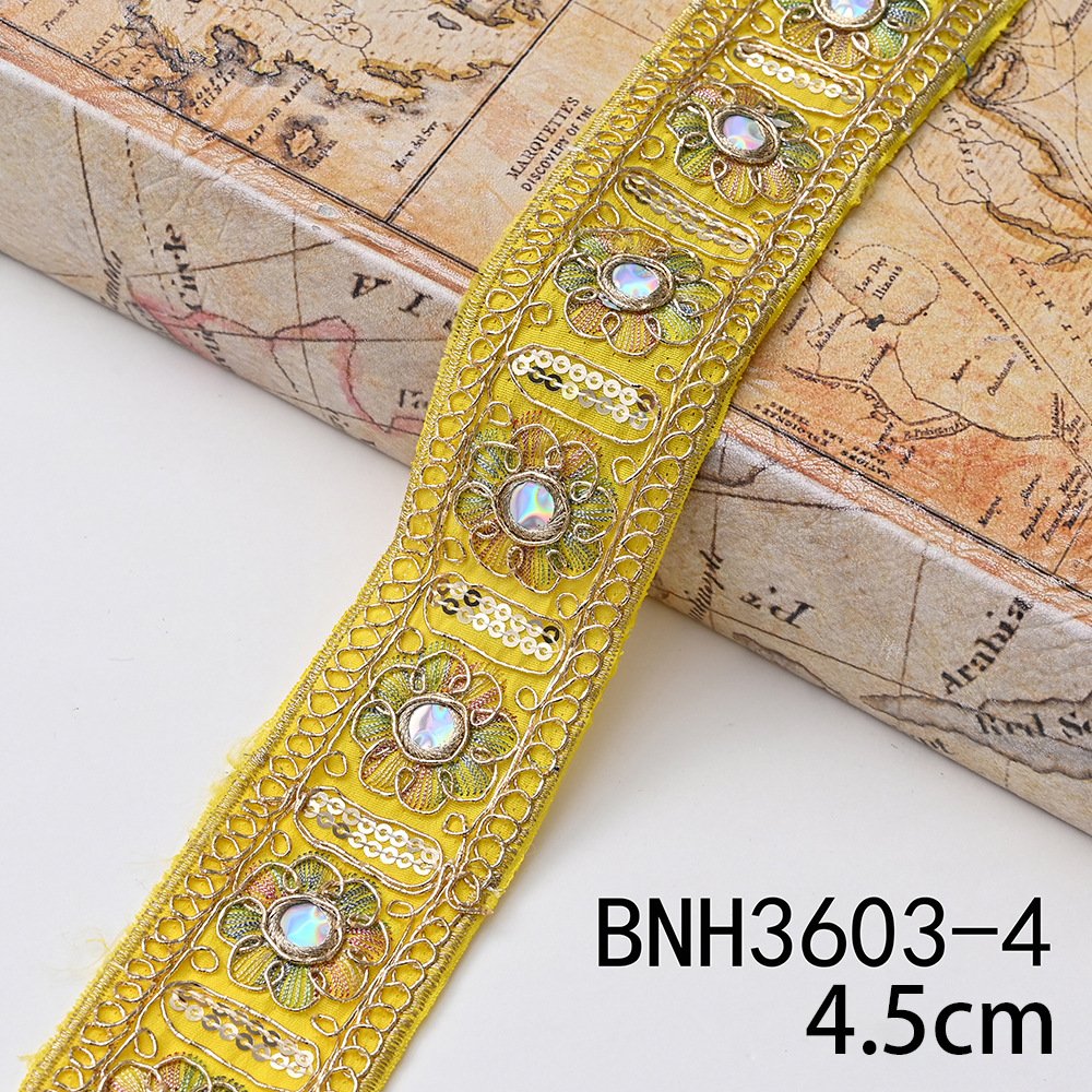 Embroidered Fabric Woven Ribbon Vintage Ethnic Embroidery Lace Ribbon For Clothes Bag Accessories