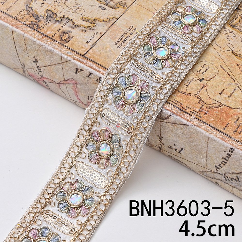 Embroidered Fabric Woven Ribbon Vintage Ethnic Embroidery Lace Ribbon For Clothes Bag Accessories