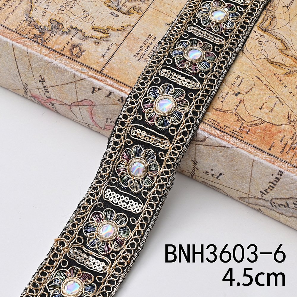 Embroidered Fabric Woven Ribbon Vintage Ethnic Embroidery Lace Ribbon For Clothes Bag Accessories