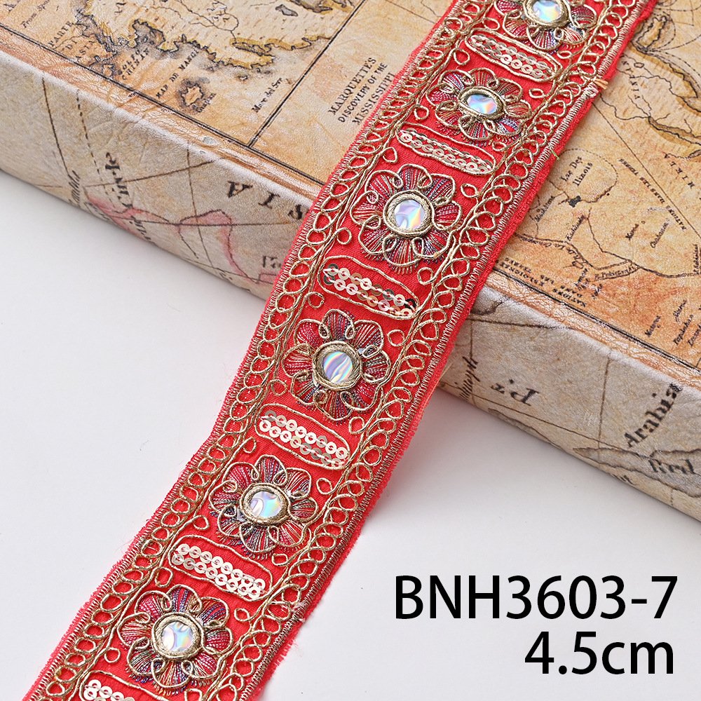Embroidered Fabric Woven Ribbon Vintage Ethnic Embroidery Lace Ribbon For Clothes Bag Accessories