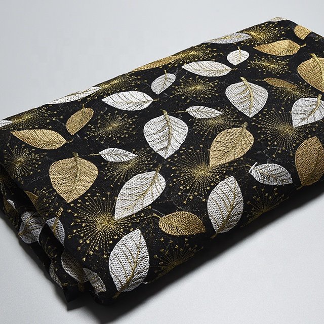 HA-15955B Factory price multi color leaves embroidery nylon net mesh fabric for clothing