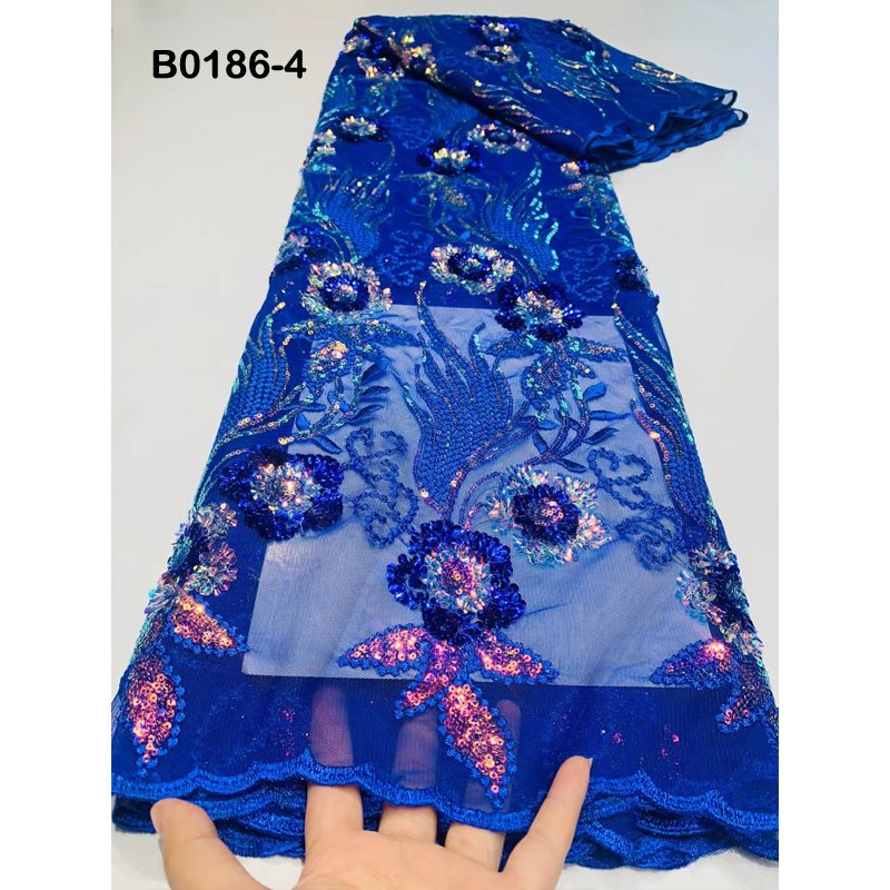 Felicia new arrival green flower pattern sequin tulle embroidery mesh bridal evening dress lace fabric