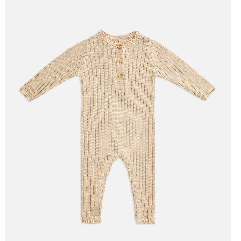Newborn Casual Rib Jumpsuits Outfits Autumn Winter Toddler Infant Knit Baby Rompers.