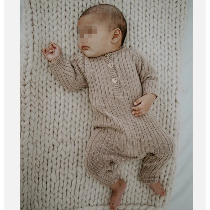Newborn Casual Rib Jumpsuits Outfits Autumn Winter Toddler Infant Knit Baby Rompers.