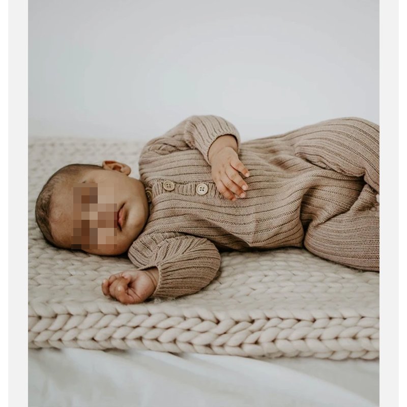 Newborn Casual Rib Jumpsuits Outfits Autumn Winter Toddler Infant Knit Baby Rompers.