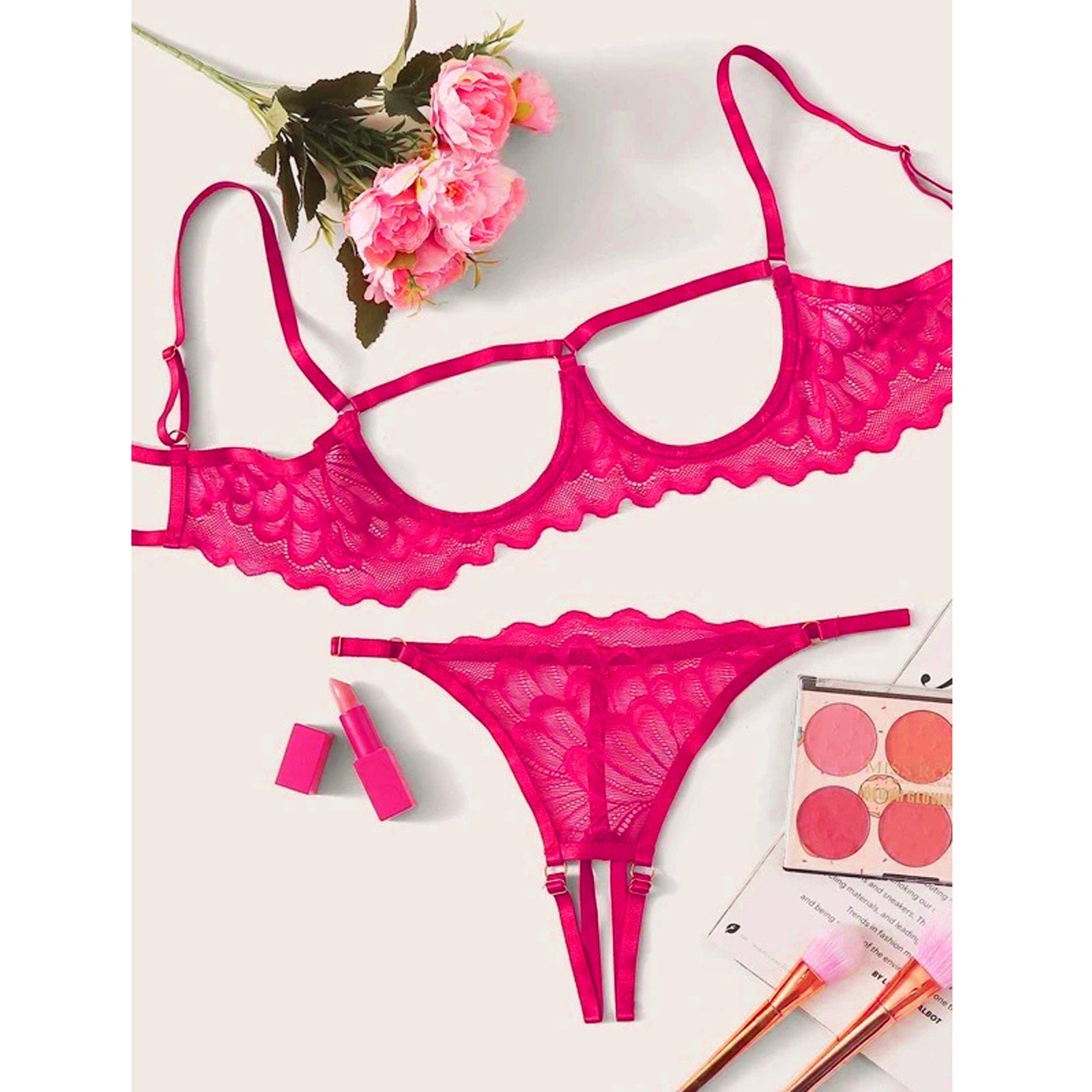 X1479 Wholesale Mature Embroidery Lace Transparent Bra And Panty Set Women'S Sexy Lingerie Set Temptation Ladies Underwear