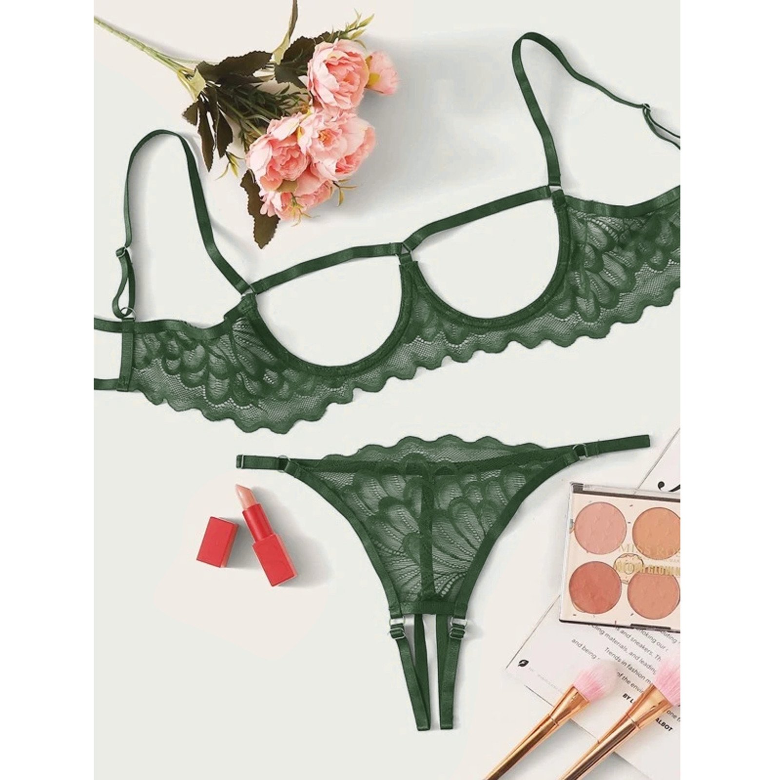 X1479 Wholesale Mature Embroidery Lace Transparent Bra And Panty Set Women'S Sexy Lingerie Set Temptation Ladies Underwear