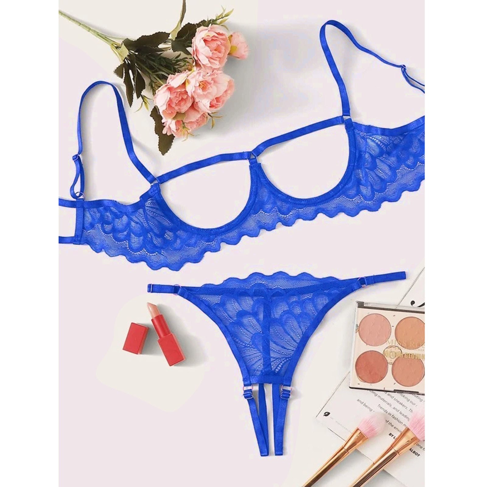 X1479 Wholesale Mature Embroidery Lace Transparent Bra And Panty Set Women'S Sexy Lingerie Set Temptation Ladies Underwear