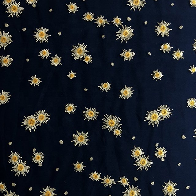 HA-17144 100% Polyester Georges organza Chiffon GGT with all over daisy flower embroidered 3d flower floral lace fabric