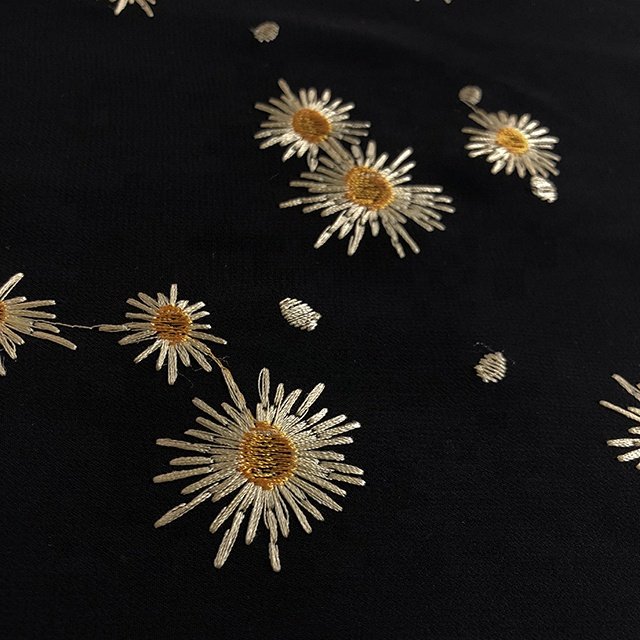 HA-17144 100% Polyester Georges organza Chiffon GGT with all over daisy flower embroidered 3d flower floral lace fabric