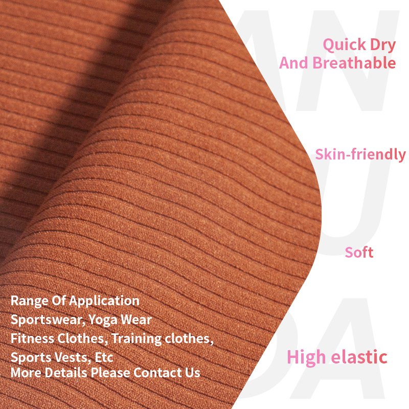 A3067 High Quality 4 Way Stretch Yoga vest fabric 215g breathable knitted vertical stripe elastic nylon Yoga jacket fabric