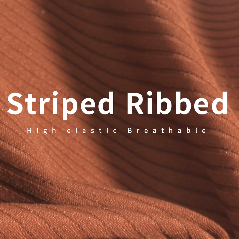 A3067 High Quality 4 Way Stretch Yoga vest fabric 215g breathable knitted vertical stripe elastic nylon Yoga jacket fabric